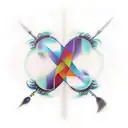 "Create a tattoo design featuring two mirrors facing each other. Each mirror should have an infinity reflection of itsel tattoo design idea