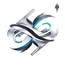 "Create a tattoo design featuring two rors facing each other. Each mirror should have an infinity reflection of itsel tattoo design idea