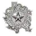 A silhouette of the Texas state outline with a lone star in the center tattoo design idea