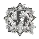 A silhouette of the Texas state outline with a lone star in the center tattoo design idea