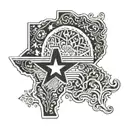 A silhouette of the Texas state outline with a lone star in the center tattoo design idea