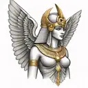 egyptian winged goddess of Justice Maat tattoo design idea