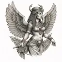 egyptian winged goddess of Justice Maat tattoo design idea