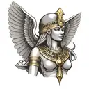 egyptian winged goddess of Justice Maat tattoo design idea