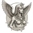 egyptian winged goddess of Justice Maat tattoo design idea