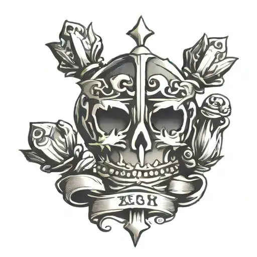 cross crown tattoo design idea