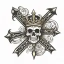 cross crown tattoo design idea