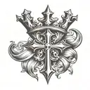 cross crown tattoo design idea