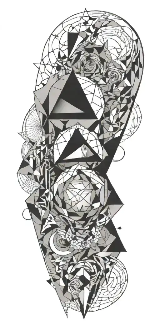 geometric negative space surrounded tattoo design idea