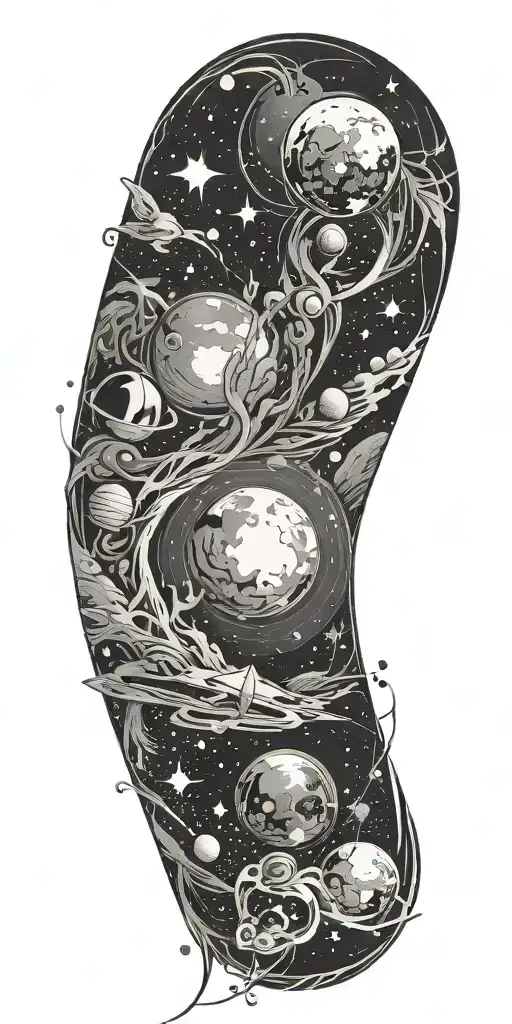 negative space demask with universe  tattoo design idea