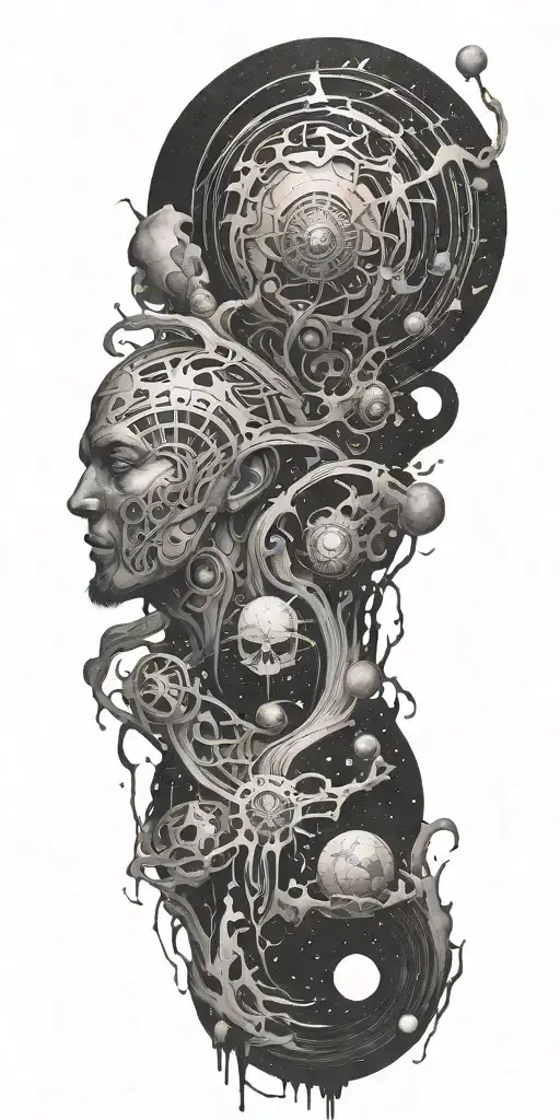 negative space universe God tattoo design idea