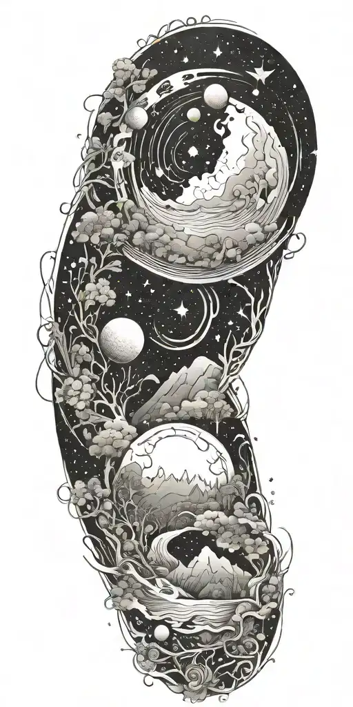 negative space universe creation with eden tattoo design idea
