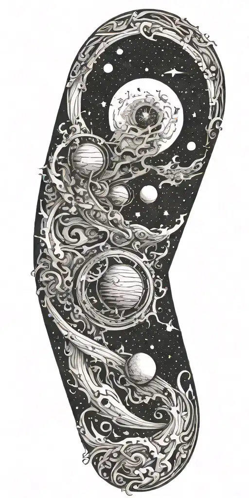 negative space universe God tattoo design idea