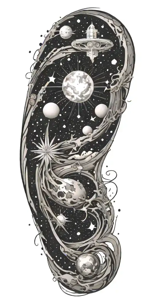 negative space universe tattoo design idea