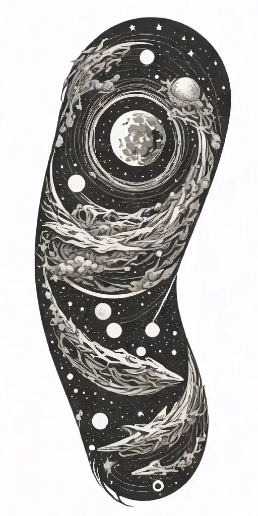 negative space universe tattoo design idea
