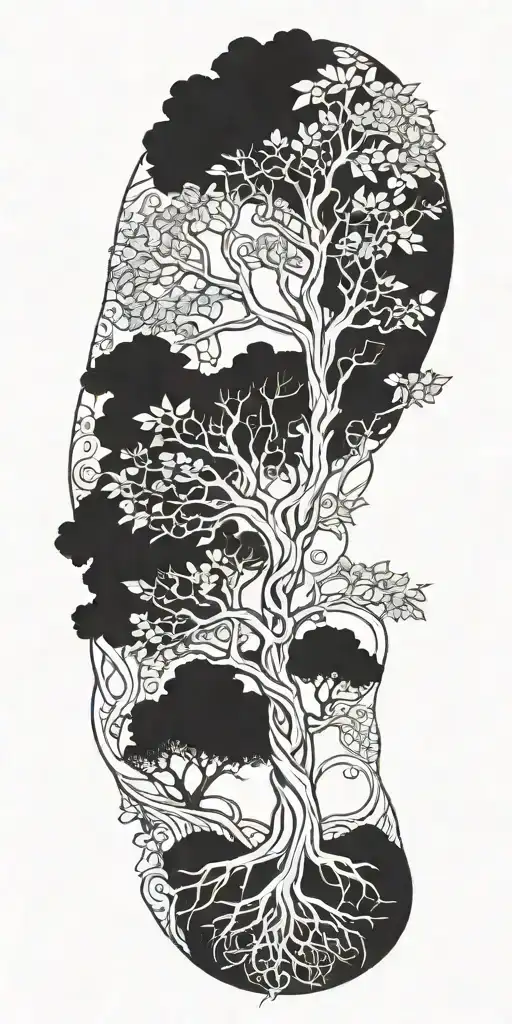 garden of eden tree of life tattoo design idea