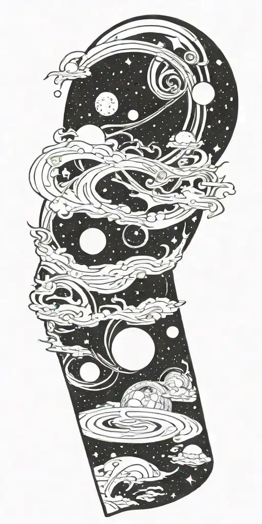 negative space creation of the universe tattoo design idea