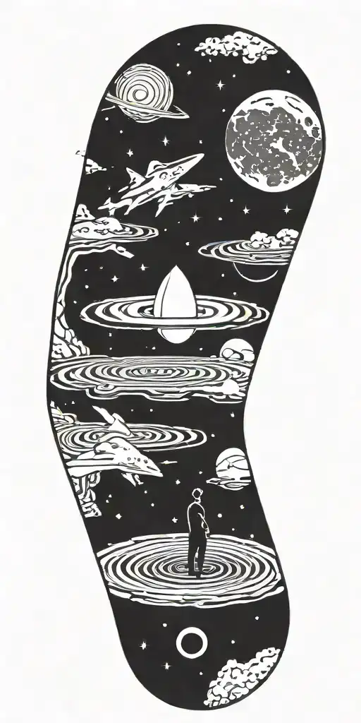 negative space black tattoo with the creation of the universe  tattoo design idea