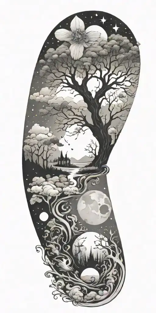 negative space universe creation with eden tattoo design idea