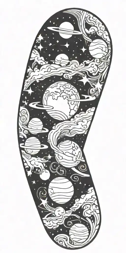 negative space creation of the universe tattoo design idea