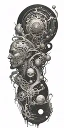 negative space universe God tattoo design idea