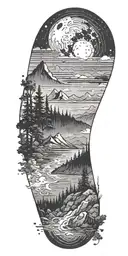 negative space space scape tattoo design idea