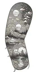 negative space space scape tattoo design idea