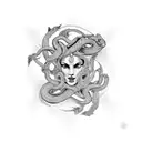 3 headed woman in a diamond shape with coiled serpent tattoo design idea