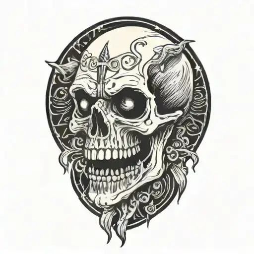 on the shoulder vampire skull with blood dripping from the eye and mouth the blood goes down the arm tattoo design idea