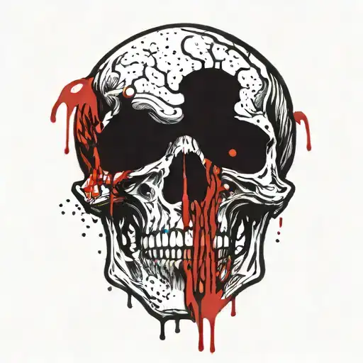 vampire skull with blood coming from the mouth and eyes tattoo design idea