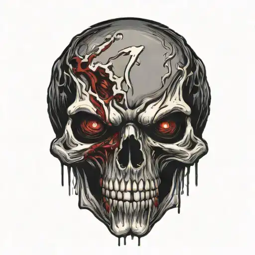 vampire skull with blood coming from the mouth and eyes tattoo design idea