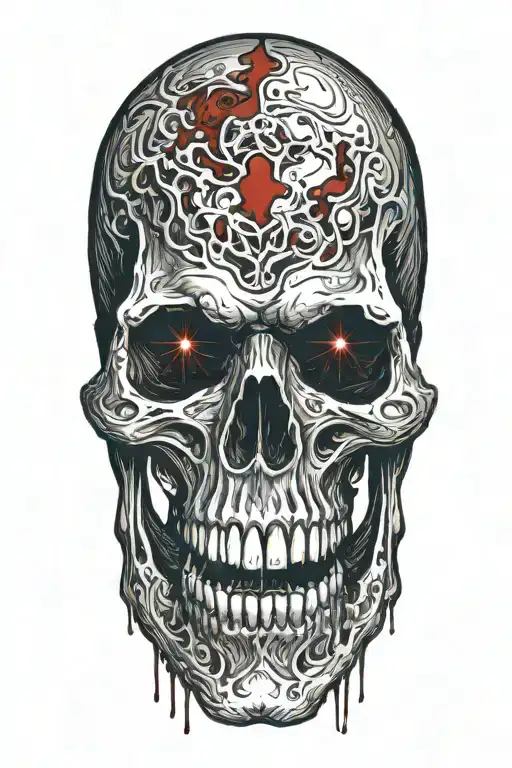 one vampire skull with blood coming from the mouth and eyes that flow on the arm tattoo design idea