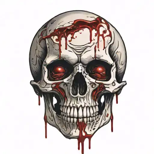 on the shoulder vampire skull with blood dripping from the eye and mouth the blood goes down the arm tattoo design idea