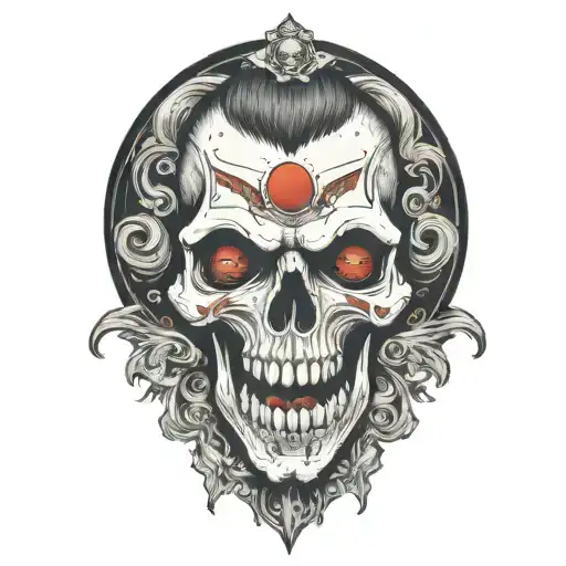 vampire skull with blood dripping from the eye and mouth tattoo design idea