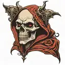 Vampire skull hooded tattoo design idea
