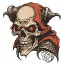 Vampire skull hooded tattoo design idea