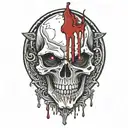 on the shoulder vampire skull with blood dripping from the eye and mouth the blood goes down the arm tattoo design idea
