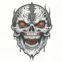 on the shoulder vampire skull with blood dripping from the eye and mouth the blood goes down the arm tattoo design idea