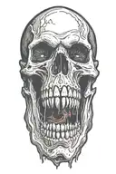one vampire skull with blood coming from the mouth and eyes that flow on the arm tattoo design idea