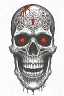 one vampire skull with blood coming from the mouth and eyes that flow on the arm tattoo design idea