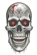 one vampire skull with blood coming from the mouth and eyes that flow on the arm tattoo design idea