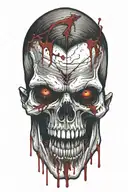 vampire skull with blood coming from the mouth and eyes that flow on the arm tattoo design idea