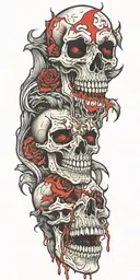 on the shoulder vampire skull with blood dripping from the eye and mouth the blood goes down the arm tattoo design idea