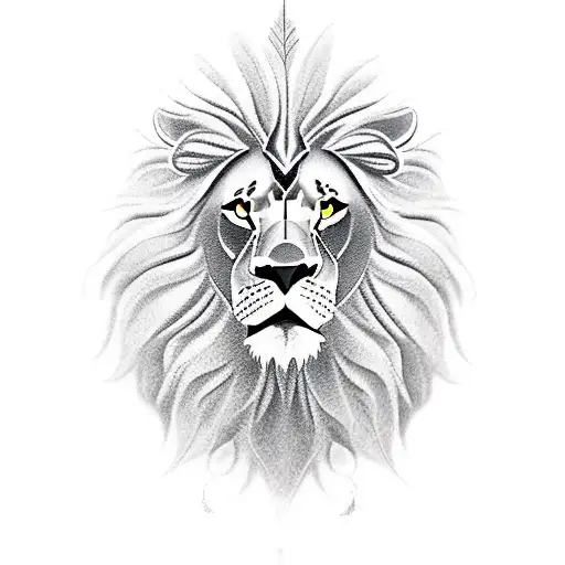 A fierce and majestic blackwork lion representing strength and power in sports tattoo design idea