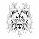 A fierce and majestic blackwork lion representing strength and power in sports tattoo design idea