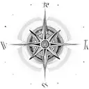 A dotwork design of a compass rose with Islamic geometric patterns, representing the client's love for travelling and Islam tattoo design idea