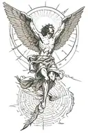 icarus falling from sun shining tattoo design idea