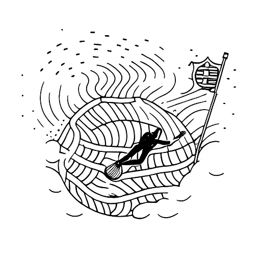 Swimmer diving into a golf hole tattoo design idea