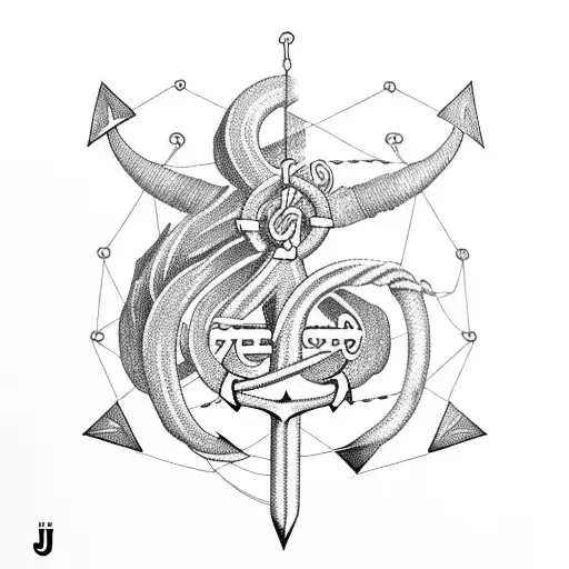 anchor, bird, the rope needs to form the letter L. Date 30th April 1942. Taurus constellation  tattoo design idea