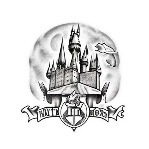 hogwarts castle tattoo design idea
